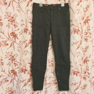 Anthropologie Pilcro green brocade ankle zip skinny jeans size 2 (XS, 25" waist)